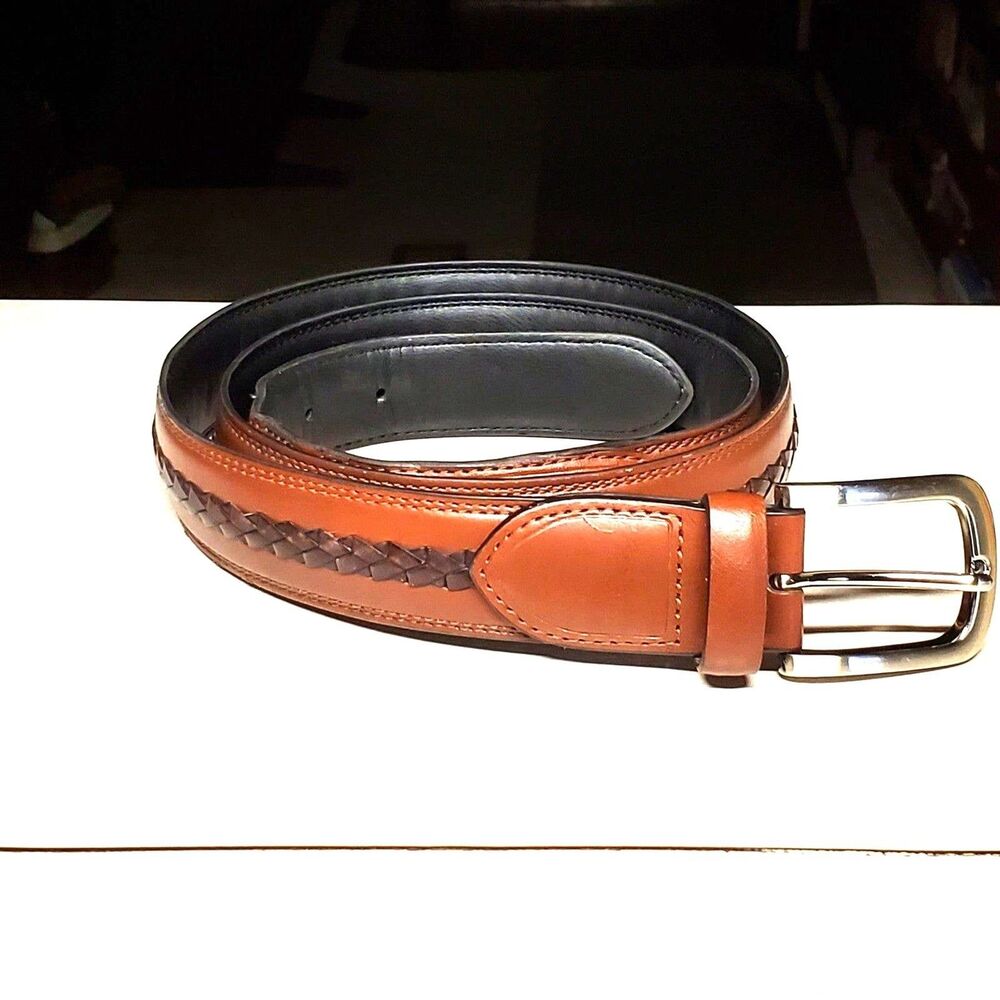 Mens Sz XL 42-44 Double Stitched Coated Leather Belt TDEB Made In India